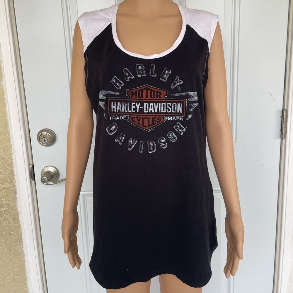 Harley-Davidson Black and White Graphic Muscle Tee